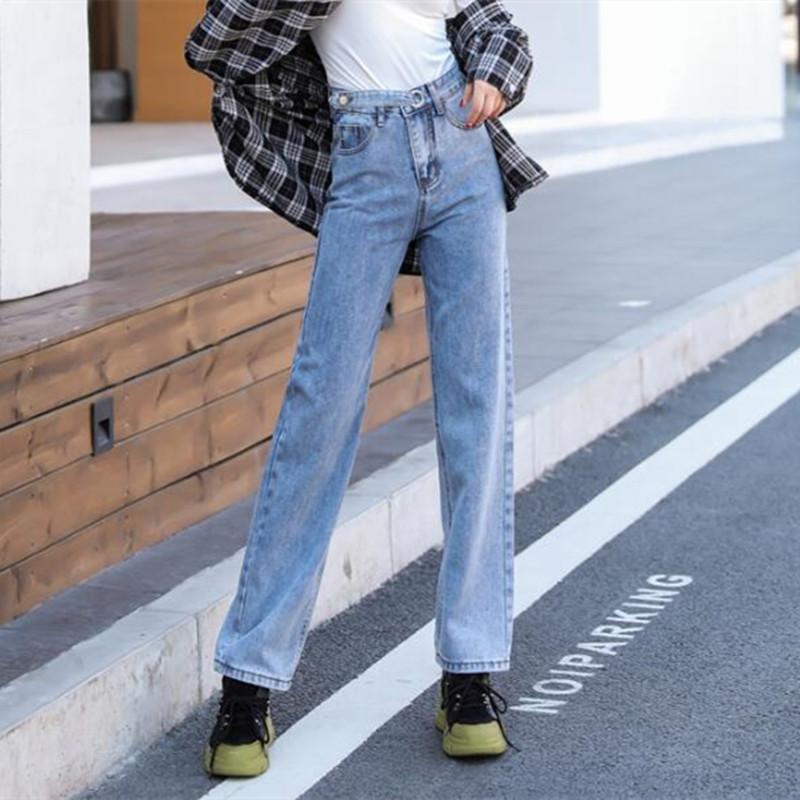 Mujer Jeans Ropa de cintura alta Pierna ancha Ropa de mezclilla Azul  Streetwear Vintage Calidad Harajuku Pantalones rectos comprar a buen precio  — entrega gratuita, reseñas reales con fotos — Joom