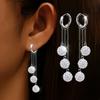 Fashion Ear Cuff Earrings for Women, 3-Line Drop Earrings with Rhinestones, Shamballa Ear Cuffs