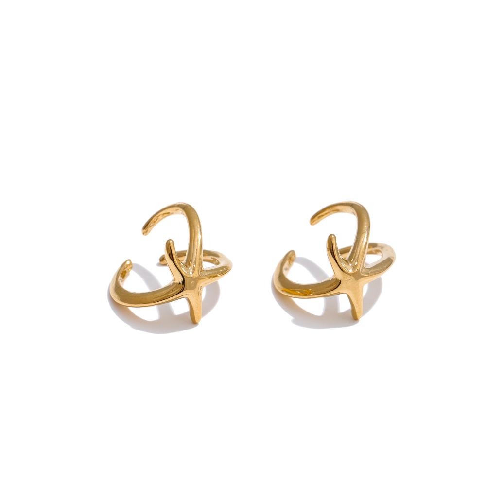 

Yhpup Ocean Style Non-Piercing Glossy Metal Starfish Ear Bone Clip Earrings PVD Plated Stainless Steel Charm Fashion Jewelry