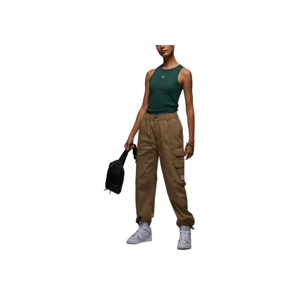 Jordan Flight Chicago Logo Patch Pocket Straight Loose Cargo Pants Women Pants Brown DQ4624-258
