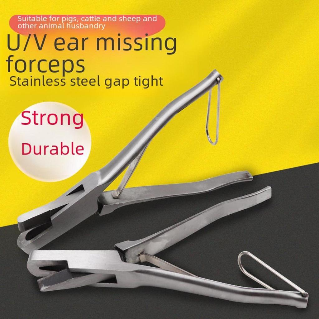 Livestock Ear Tag Plier Save Labor Portable Metal Ear Notcher Hole Punch Plier Animals Ear Tag Puncher Applicator for Farm Pig