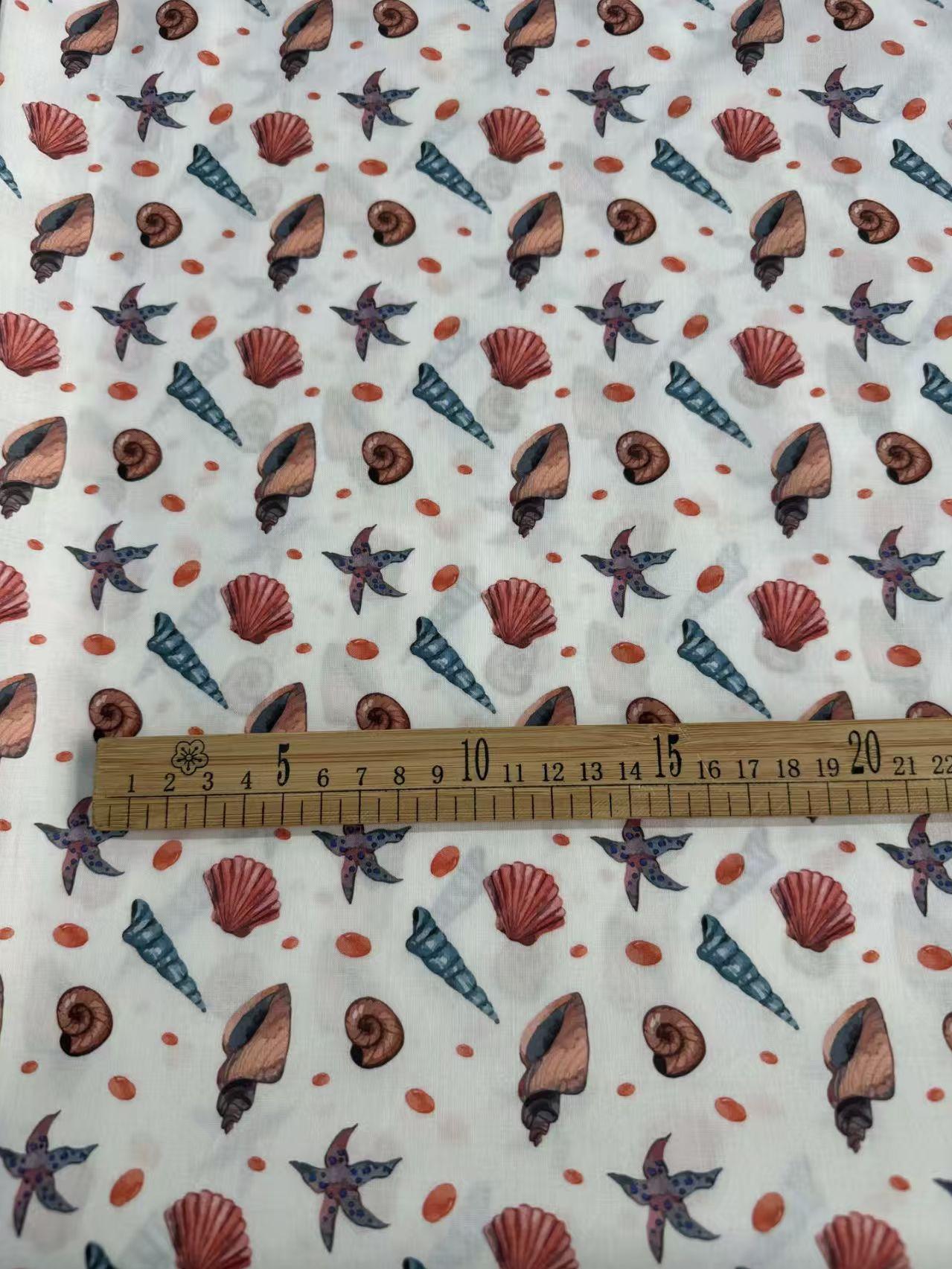 100% Cotton 60S High-Density Poplin | Digital Print Shell Pattern Kids  & Women s Loungewear Fabric