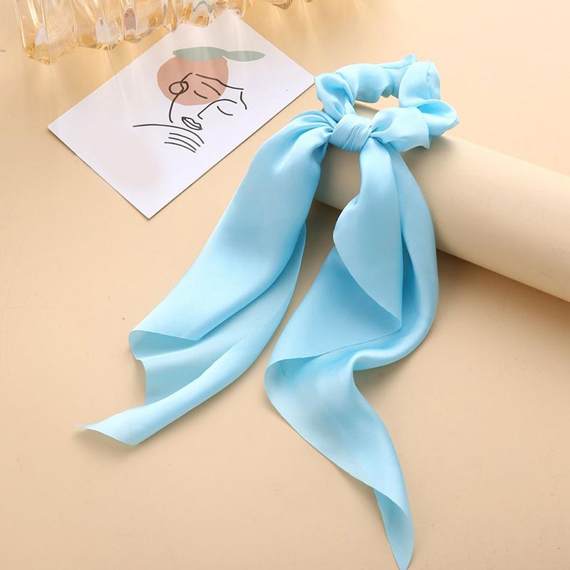 New Fashion Women Girl's Bow Scrunchies Hair Ribbon Elastic Hair Band Solid Color Horsetail Hair Ties Hair Accessories