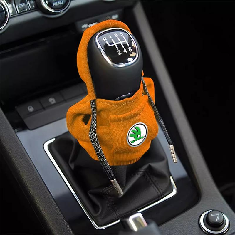 Fashion Car Gear Car Shift Lever Cover Car Gear Shift Knob Hoodie For Skoda Octavia MK2 MK3 2 3 A7 Fabia Karoq Kodiaq Superb Rapid Kamiq