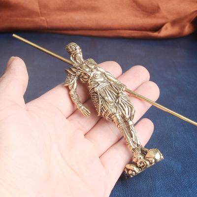 Brass Hellfire Sun Wukong Desktop Ornament Fighting Buddha Bronze Sculpture Craft Decoration Gift Old Copperware Wholesale