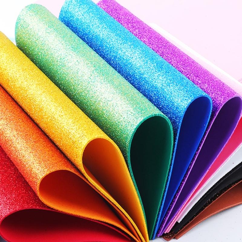 10Pcs Sparkling Metallic Sponge Cardstock 2mm Thickness Shimmering Adhesive Craft Paper for Scrapbooking Art Craft