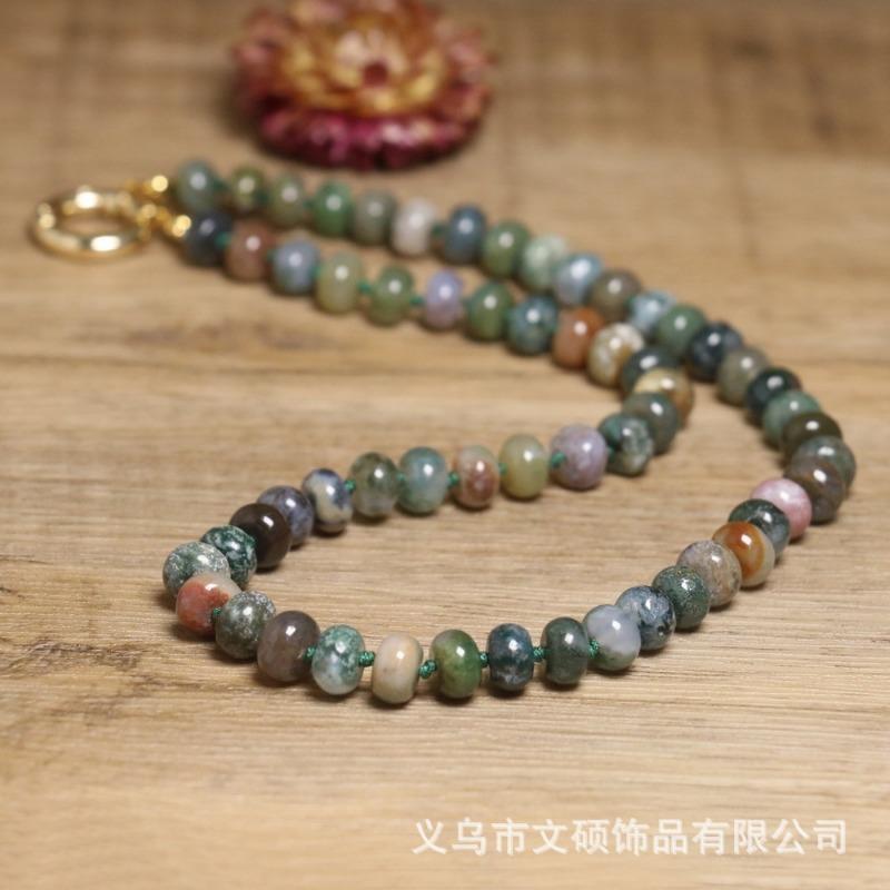 Amazonite Flat Bead Necklace – Gold Accent Dainty Jewelry, Calm Clarity Gift for Women