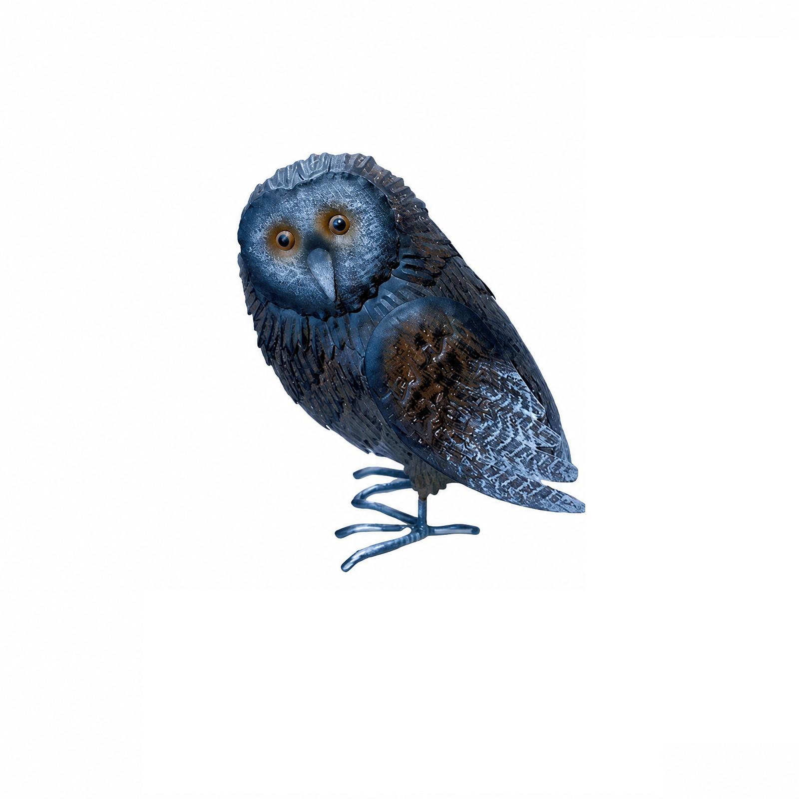 Metal Owl Figurine Decorative Sculpture Handmade Iron Craft Animal Statue Creative Home Accent Small Size one size