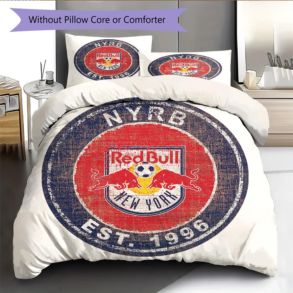 New York Red Bulls Pattern Bedding Home Decoration Birthday Gift (1 * duvet cover + 2 * pillowcase, without core)