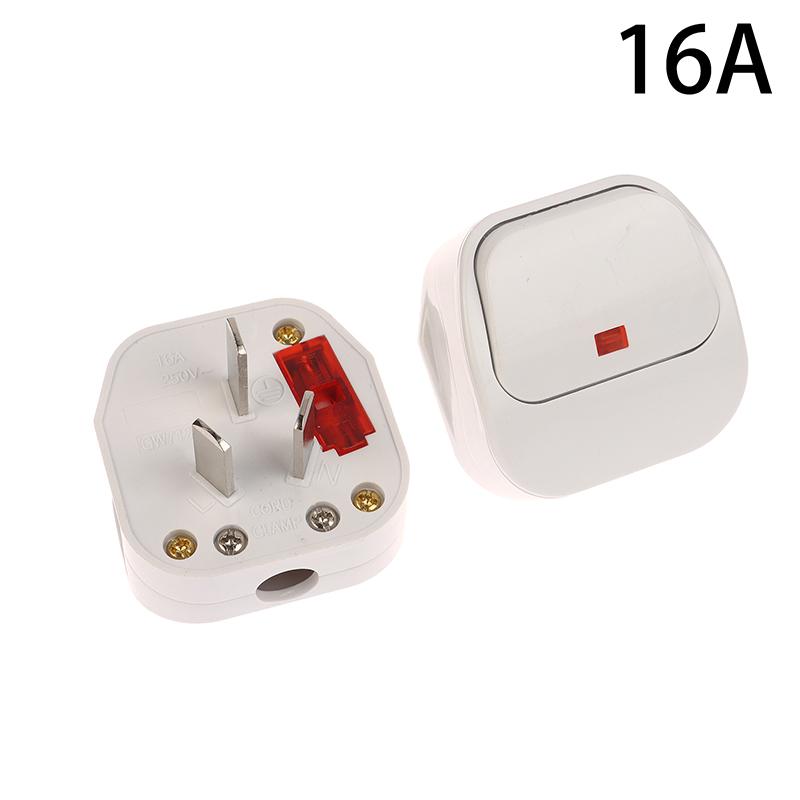 China Standard 16A/10A 250V Three-pole Power Plug Detachable Rewireable Power Socket Connector Outlet With Switch & LED Light