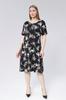 Damska sukienka w dużym rozmiarze z wiskozy, z krótkim rękawem i kwiatowym wzorem