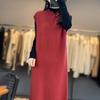 Women's Cashmere Sleeveless Dress Qinghe Cashmere 70% Wool 30% Cashmere Women's Autumn and Winter Cashmere Dress Soft and Warm