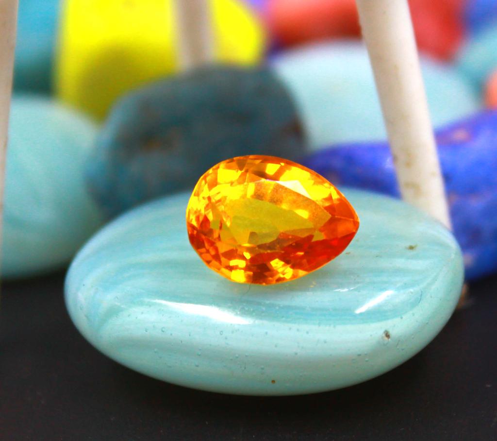 6.15 Carat Wonderful Quality Certified Pear Shape Sri Lanka Orange Sapphire Gemstone SN15