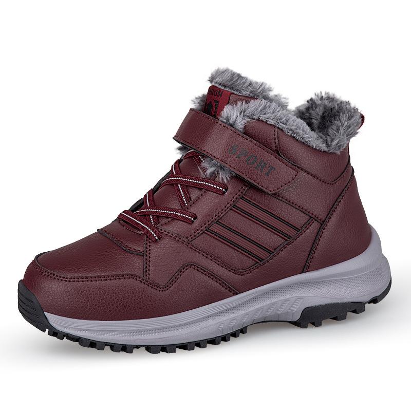 Winter cotton shoes, warm in cold weather, middle-aged and elderly snow boots, piled and thickened warm leather surface, casual walking shoes, large
