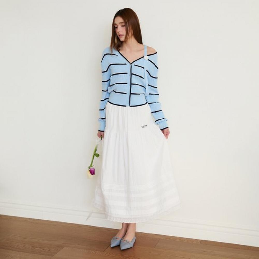 

Egoist Pintuck Lace Banding Tiered Skirt Es2osk02 BK/FF
