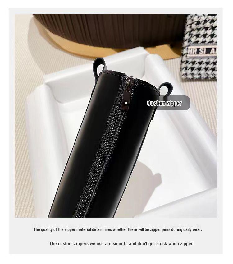 2025 Women's Over-the-Knee Leather and Fur Snow Boots, Plus Size, Fleece-Lined, Extra Wide, High-Leg