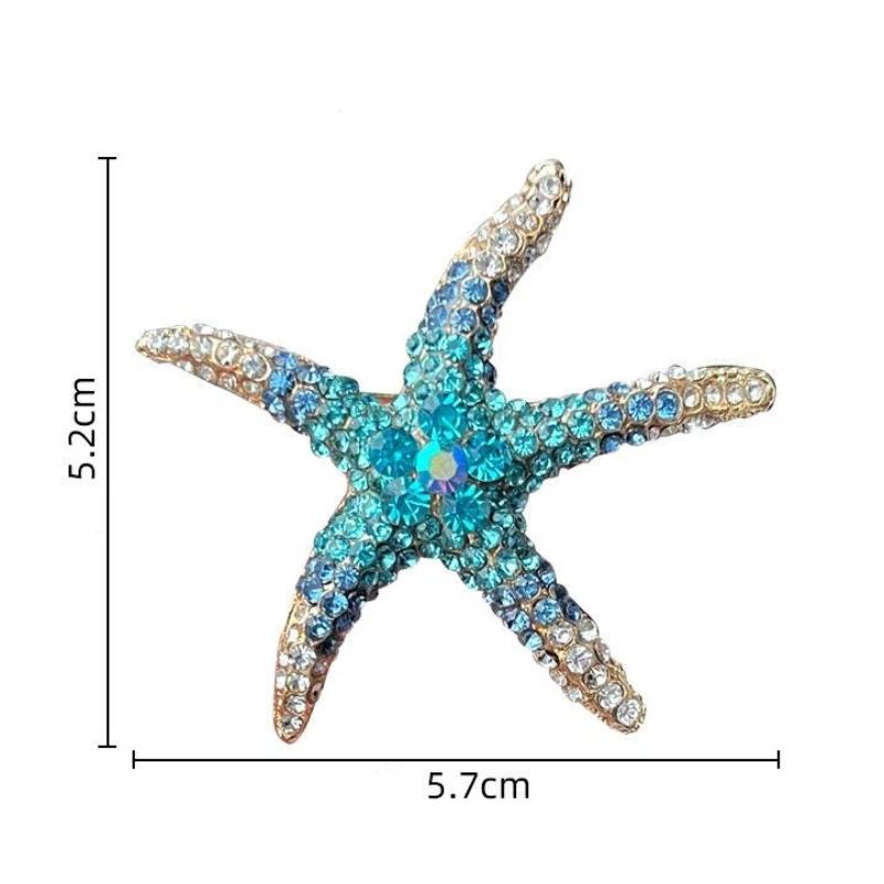 Trendy Multicolor Rhinestone Starfish Brooch 1Pcs Unisex Durable Clothing Pin for Daily Wear Party Anniversary Decoration