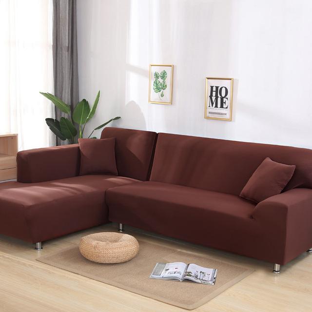 Sofa Cover Spandex Solid Color Elastic Sofa Cover For Living Room 1 /2 /3 /4 Set Seater Sectional Corner Slipcovers Sofa L Shape