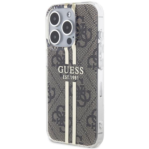 Guess Guhcp15Lh4Psegw Iphone 15 Pro 6.1 Brązowy/Brown Hardcase Iml 4G Gold Stripe