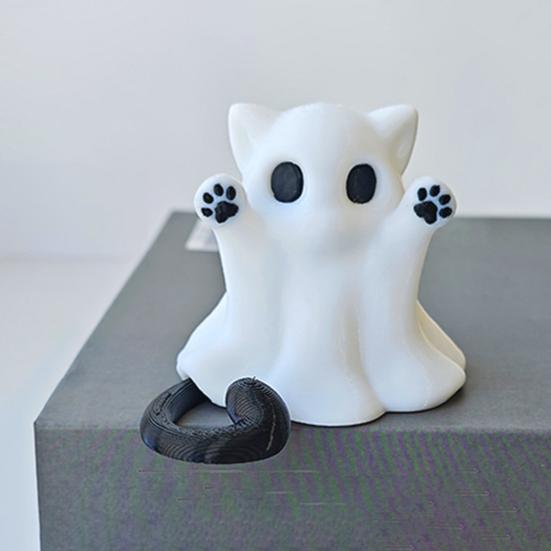 Yousheng Halloween Ghost Cat Statue Cute Mini Cat Figurine Cartoon Desk Ornament for Home Office Tabletop Shelf Decor