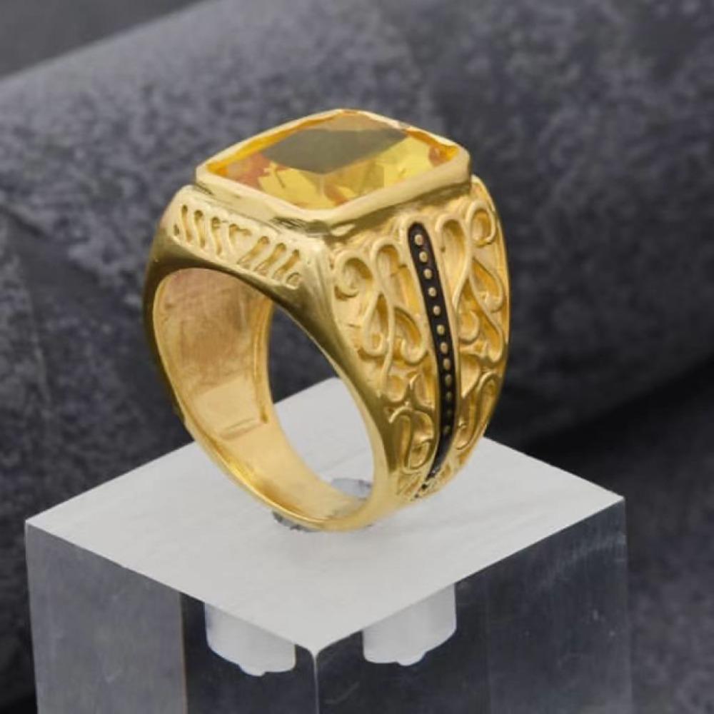 New Retro Alloy Inlaid Gemstone Ring European and American Men's Engagement Ring