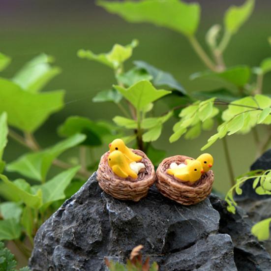 2Pcs Miniaturen Pirol Dekorative Harz Vogel Nest Figuren Mini Garten Ornament für Dekorieren Landschaft