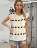New European and American Solid Color Knitted Sweater Loose Peach Love Texture Round Neck Short Sleeve Sweater Women's Clothing