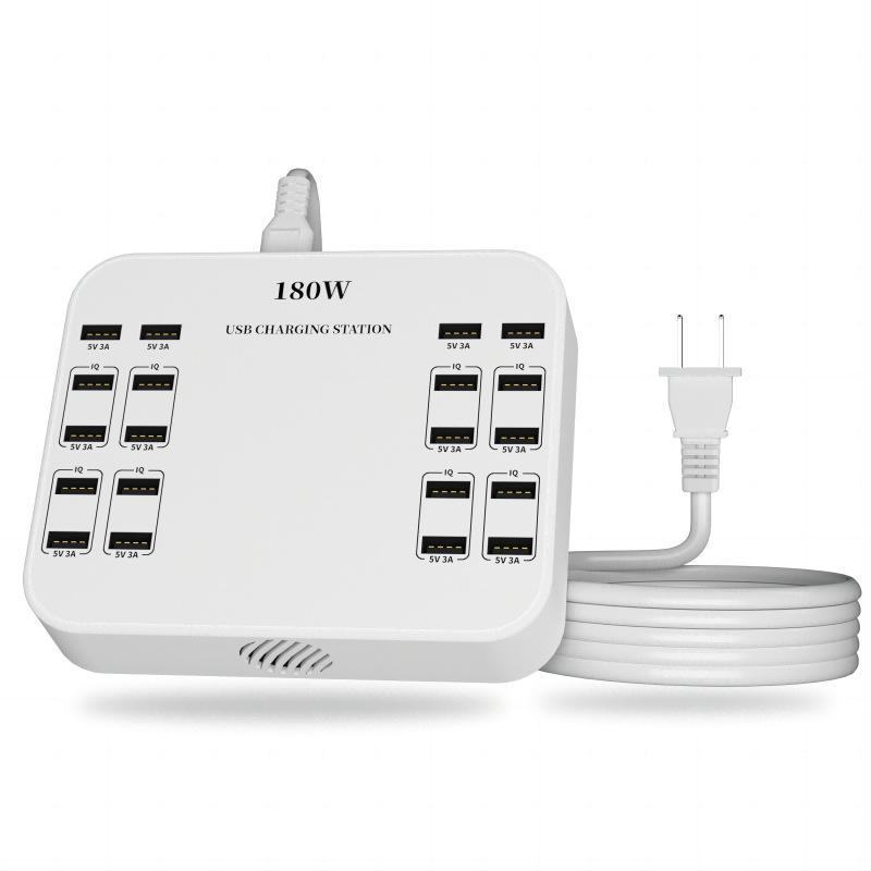 

20-Port 180W USB Charger for Smartphones - Ideal for Studio, Home, or Office Use 727E-2 (US Standard) белый