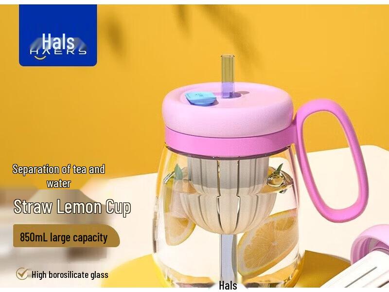 HAERS Women s Glass Tea Infuser Cup with Straw