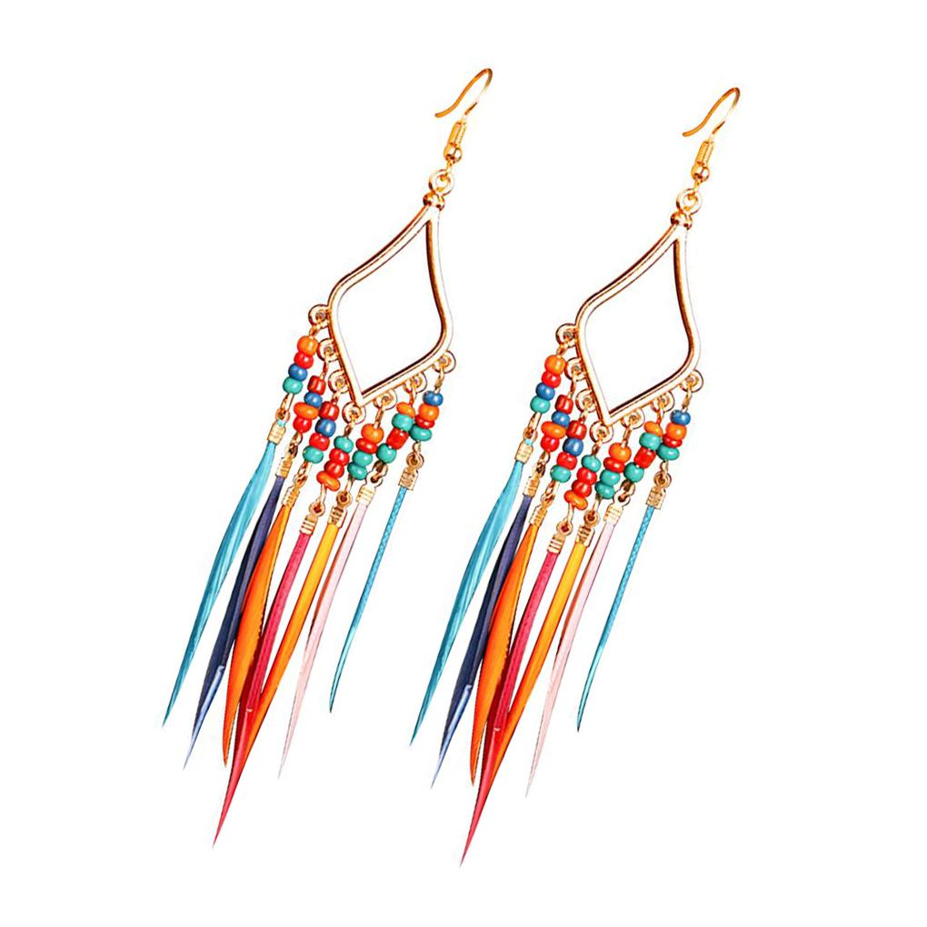 2Pcs Women Dangle Earrings Tassel Alloy Bohemian Jewelry Stylish Decorations Daily Wear Hanging Pendant Wedding Jewelry