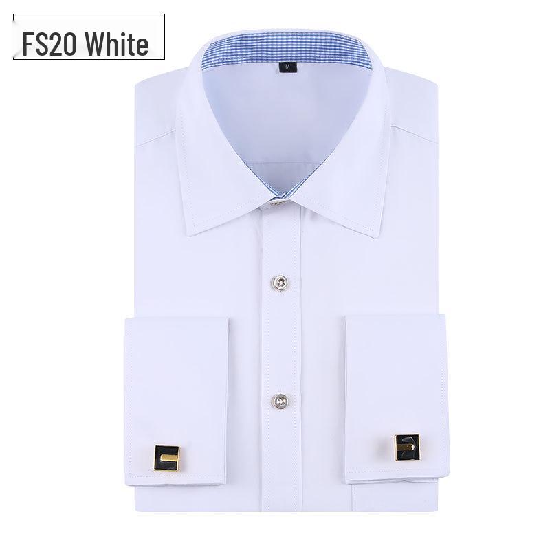 Men s Plus Size Long Sleeve White French Cufflinks Business Shirt 2XL