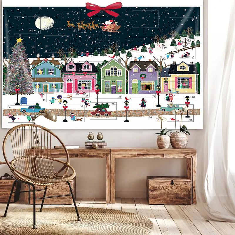 Noel Baskılı Polyester Goblen Duvar Asılı Oturma Odası Yatak Odası Yurt Odası Dekor Ev Dekor Plaj