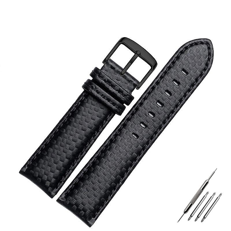 18mm 20mm 21mm 22mm 23mm 24mm Cinturino Orologio in Pelle con Motivo Fibra di Carbonio Cuciture Nere Rosse Arancioni Cinturino Orologio Accesso Orologio da Uomo