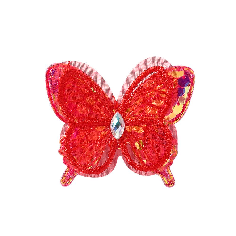2pcs Lace Mesh Butterfly Rhinestone Double-layer Three-dimensional Children's Hairpin Cute Headwear Girls Kids Hair Accessories