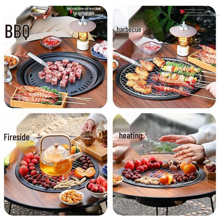 Portable Electric & Carbon Dual-Use Stove with Fire Pit Set for Outdoor Courtyard and Home Use, Foldable Design
