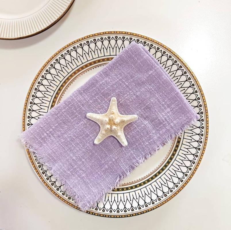 1-24PCS Nordic Tassel Cotton Napkins Fringe Edged Solid Color 30x30cm Western Style Tablecloth Christmas Dining Table Decor