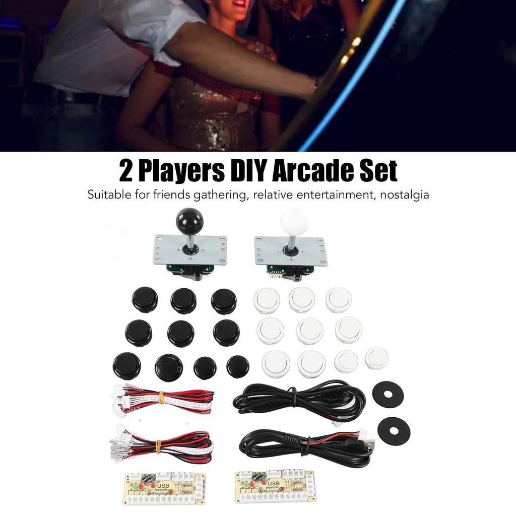 2 Player Game Kit USB Board Game Encoder Joystick Buttons Set for Friends Gathering