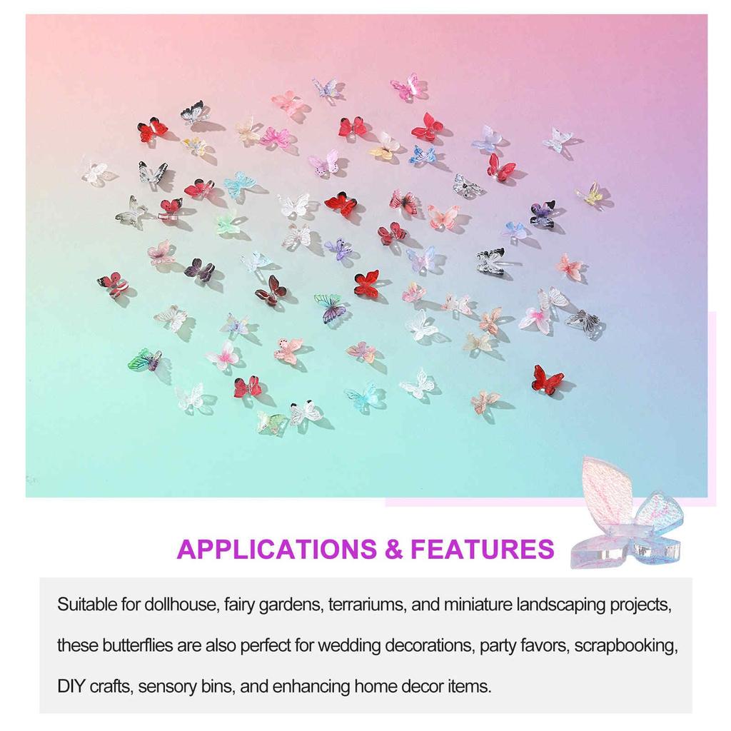 CoCud Mini Resin Butterflies (0.31 Inch8mm) Transparent Pink - 30 Pieces for Crafts, Nail Art, and Fairy Gardens