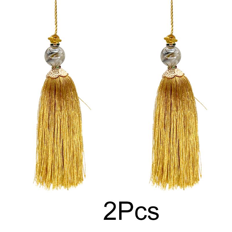 2Pcs/Pack Trim Borlas Decoration Imitation Jade Balls Fringe Tassels Furniture Curtain Accessories DIY Hanging Tassels Home Decor 2PCS жёлтый/золотой