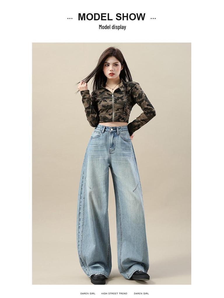 High Street Hot Girl Wide-Leg Jeans: Women's Spring/Autumn Bestseller, Flaw-Hiding, Loose-Fit, American Style Floor-Length Pants