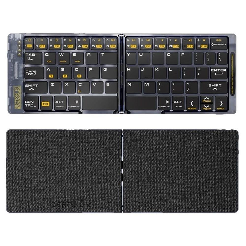 

F69 Portable Bluetooth-Compatible Keyboard Transparent Design Two-Fold Keypad for Android/Windows/Ios A