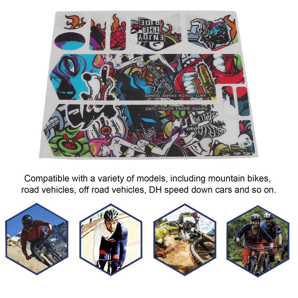 ENLEE 3D Mountain Bike Front Fork Sticker Scratch Resistance Bicycle Protective StickerScrawl Pattern