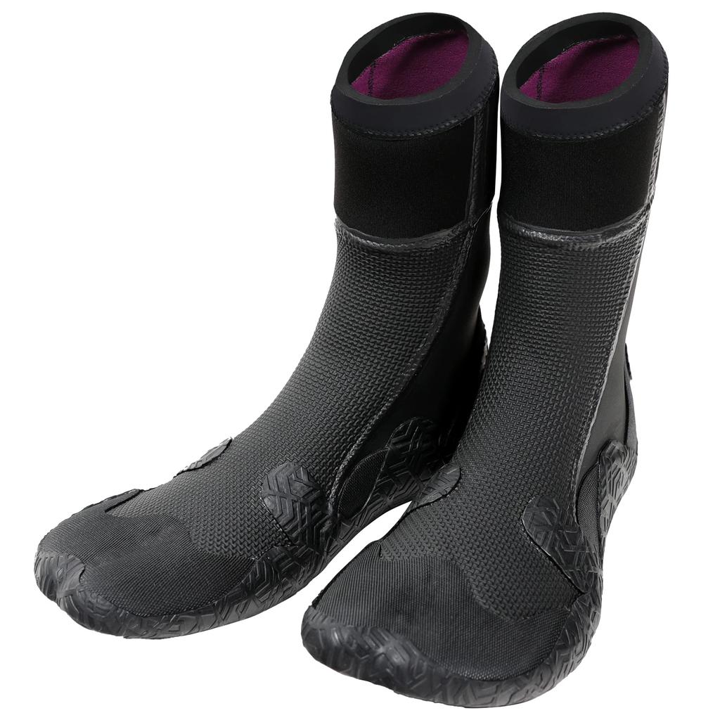FELLOW 5mm Thermal Fleece-Lined Surf Boots for Men and Women, Winter Surfing Boots, Japanese Standard, SUP Semi-Dry Wetsuit, British Black, Size 23cm