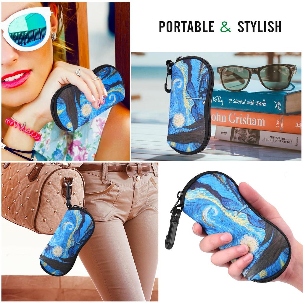 Sunglasses Soft Case Ultralight Neoprene Zipper Glasses Boxs With Belt Clip Eyewear Glasses Storage Bag Portable Black Eye Case