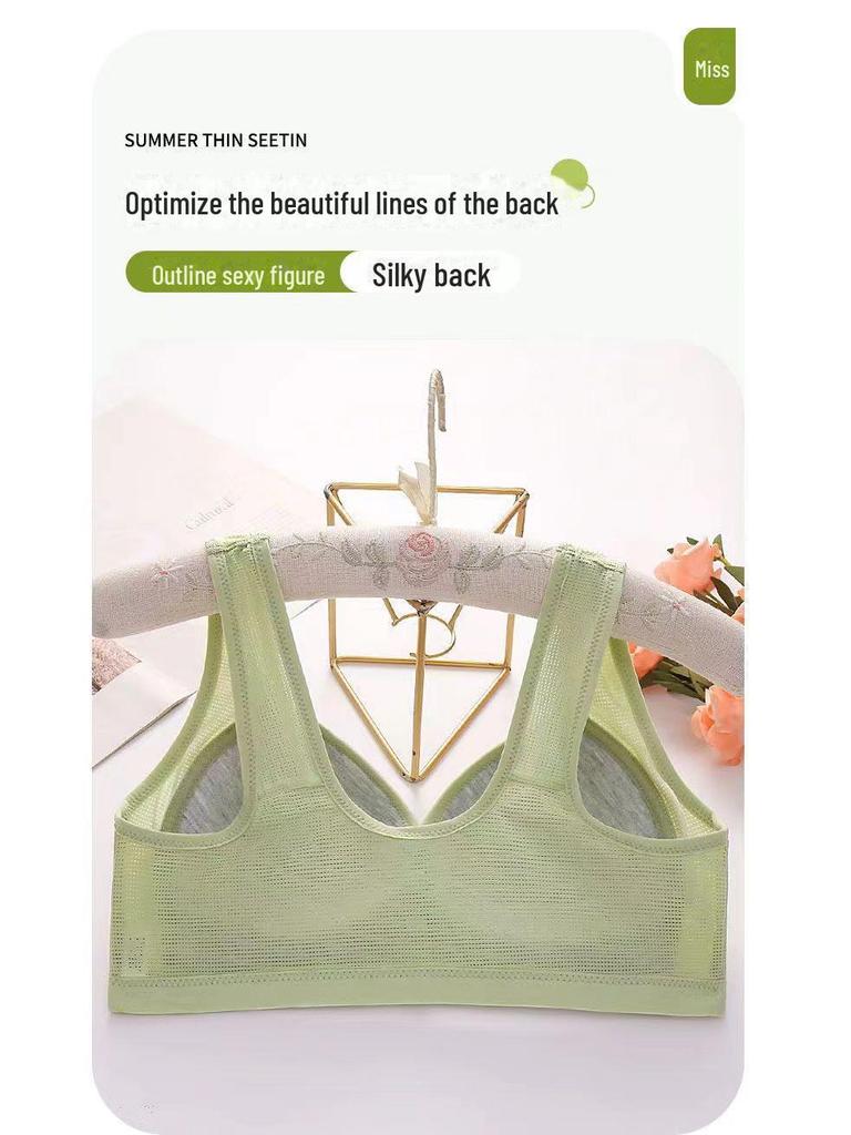 Large Thin Front-Button Bra for Middle-Aged and Elderly Mothers, No Steel Ring, Full-Cup Vest