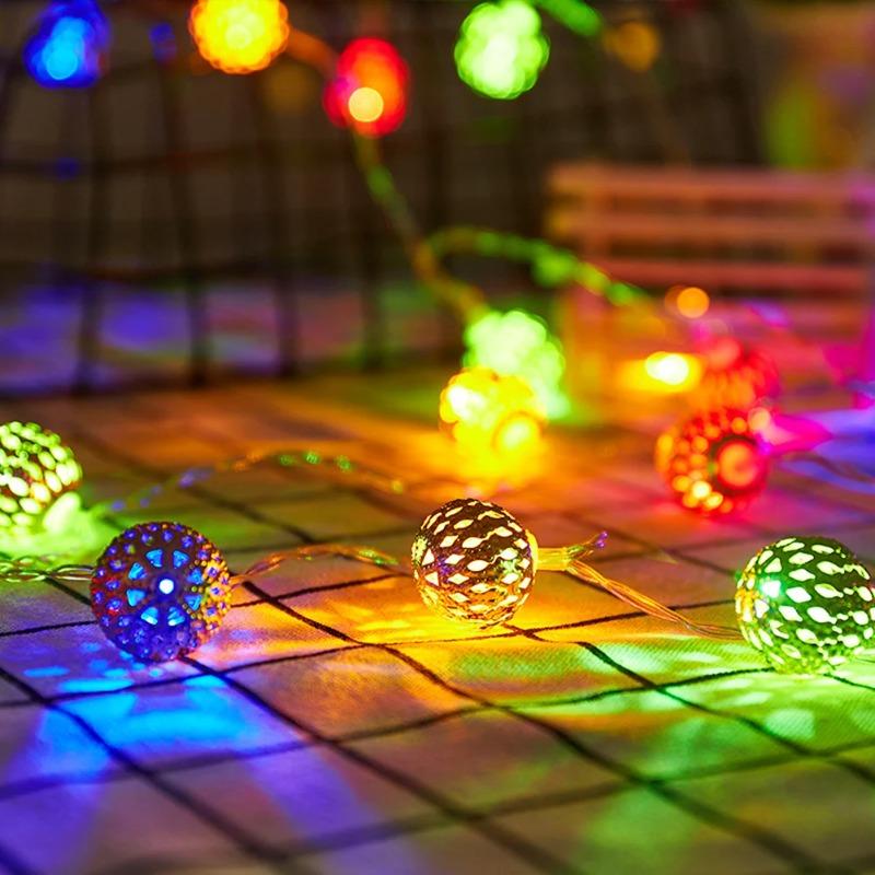 1PC Moroccan String Lights, 20/30/60 LED Golden Globe String Lights Battery Powered for Christmas, Home Decor (Not Included Battery)