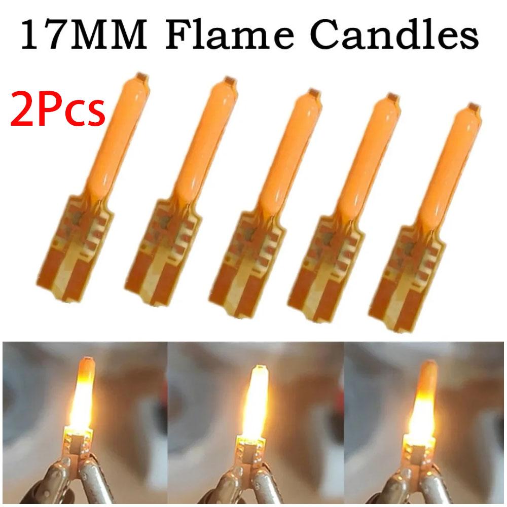 2Pcs Led Flash Flame Candles New 3V 17mm Filament 1800K Warm Light DIY COB Diode Party Holiday Decoration Edison LED Bulb Accessories