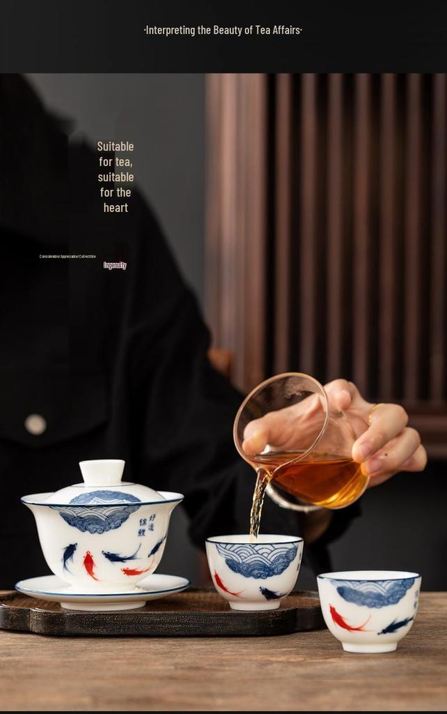 Hand-Painted Retro Ceramic Kung Fu Tea Cup Set