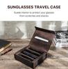 Set of 4 Handmade Vintage Crazy Horse Leather Eyeglass Cases with Magnetic Snap Closure