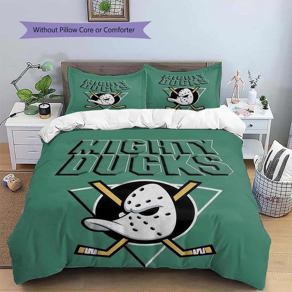 Anaheim Ducks Muster Bettwäsche Steppdecken-Set Heimdekoration Geschenk (1 Bettbezug + 2 Kissenbezüge (ohne Füllung))